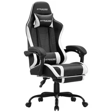 GTRACING GTWD-200-White Gaming Chair with Footrest - White
