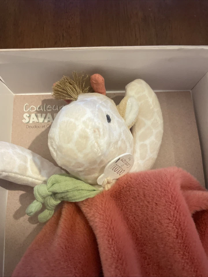 NUEVO EN CAJA Doudou Paris Couleurs Savane Suave Felpa Jirafa Manta de Seguridad Lovey Foto 3 de 4