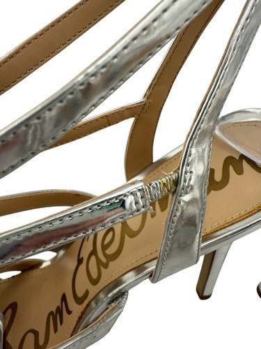 Sam Edelman Aviana Strappy Sandals Silver Straps Stiletto Heel sz 7 NEW formal - Picture 4 of 11