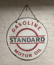 Antique Porcelain Standard Oil Company Gas & Motor Oil Double Sided Sign