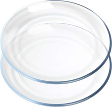 Basics Glass Plate Set, 10 Inch round Tempered Glass Dinner Plates, Glass