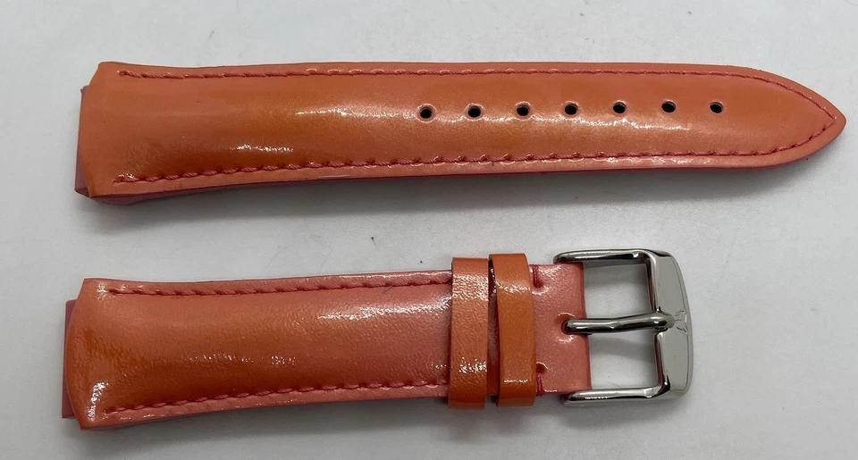 NUEVA TECHNOMARINE Correa de Reloj Cuero Genuino 17mm Asas NARANJA CON Hebilla Plateada Foto 4 de 4