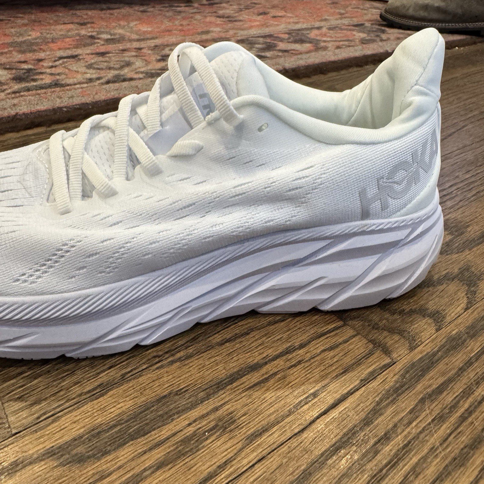 Hoka One Clifton 9 Mens 7 D Shoes Triple White Running Sneaker 1127895 WWH NEW thumbnail 9