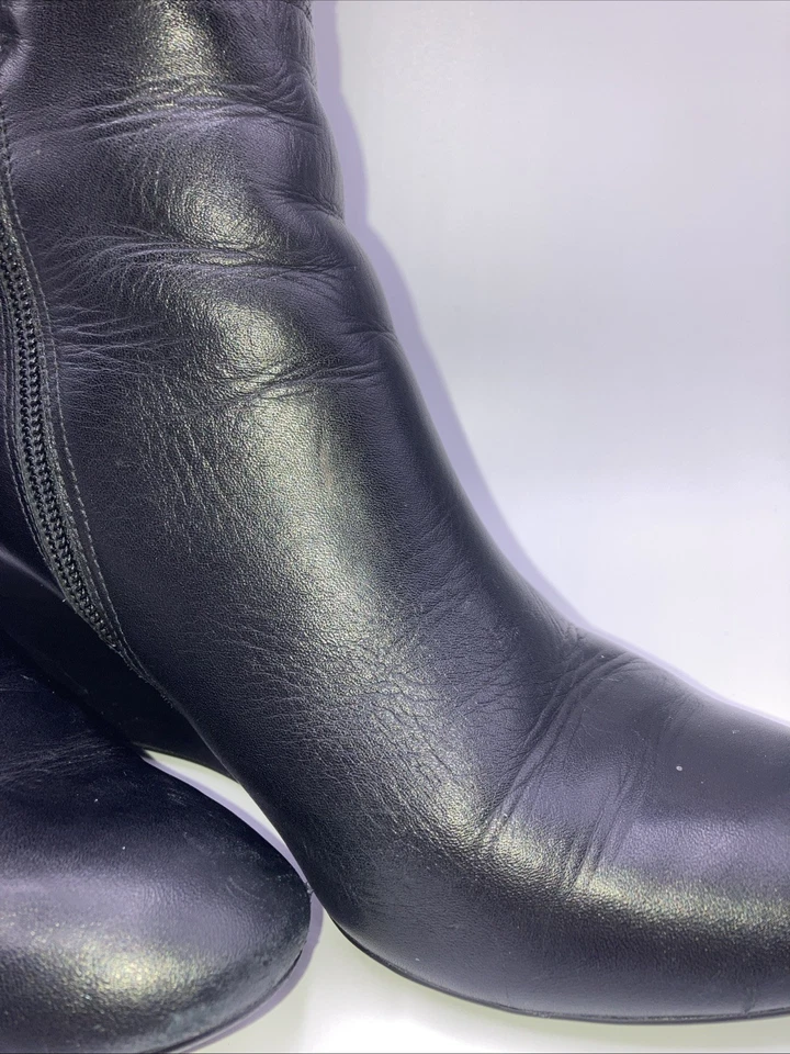 Botas anabela Ralph Lauren Tamora altura do joelho preto com zíper feminino EUA tamanho 8,5 B - Imagem 2 de 4