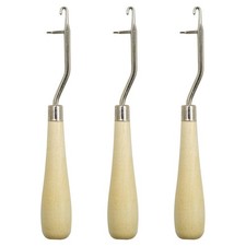 Zorfeter 3 Pcs 6.3 Inch Wooden Latch Hook Tool for Rug Making and 45mm, Beige