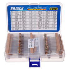 1000 Pcs 25 Values Resistor Kit 1 Ohm-1M Ohm with 5 1/4W Carbon Film Res