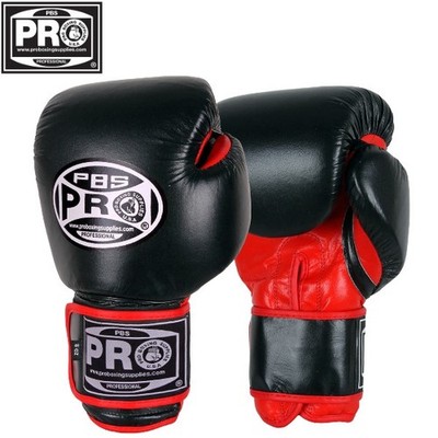 ProBoxing  Leather Boxing Gloves - Black & Red - Premium Boxing Gloves, Sparring