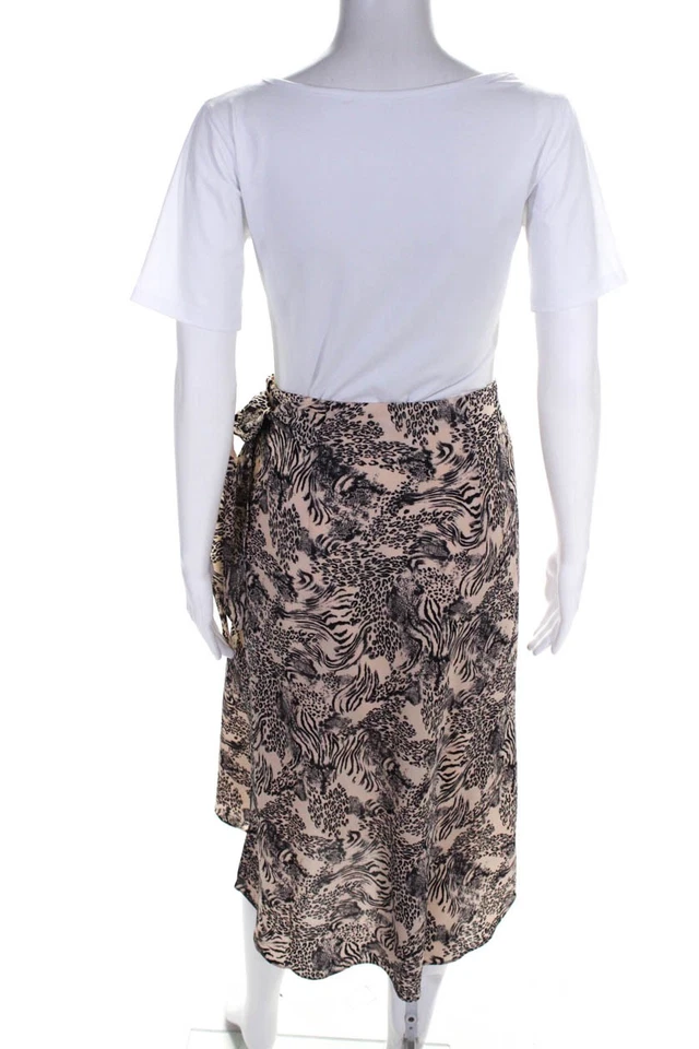 Just One Answer Womens Animal Print Wrap Skirt Beige Size Small - Image 3 of 4
