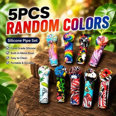 #ad Lot of 5 3.5quot; Silicone Smoking Hand Pipes with Metal Bowl amp; Cap Lid Pocket Pipe $11.88