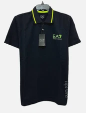 Emporio Armani EA7 Men’s Logo Print Short Sleeve Polo Shirt  Black Size -M NWT