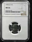 1943-D 1C  Lincoln Wheat One Cent NGC MS66   8699720-030