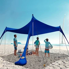 Beach Tent Sun Shelter with Sand Shovel Tent Stakes&Stability Poles Beach Canopy