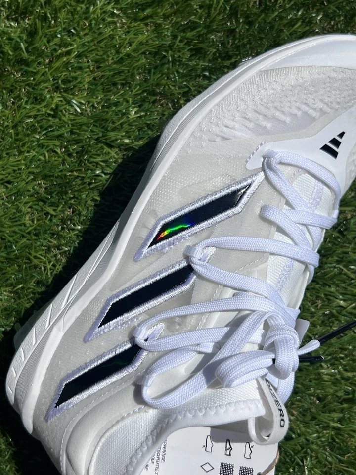 ID1667 Men’s 8 adidas Adizero Afterburner 9 NWV 'White Black Iridescent' - Image 2 of 4