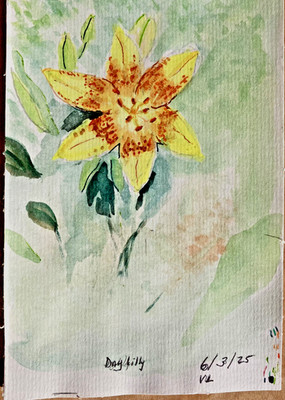 Original Easter Flower Day lilies Abstract Watercolor 4 x 6in Artist Listed