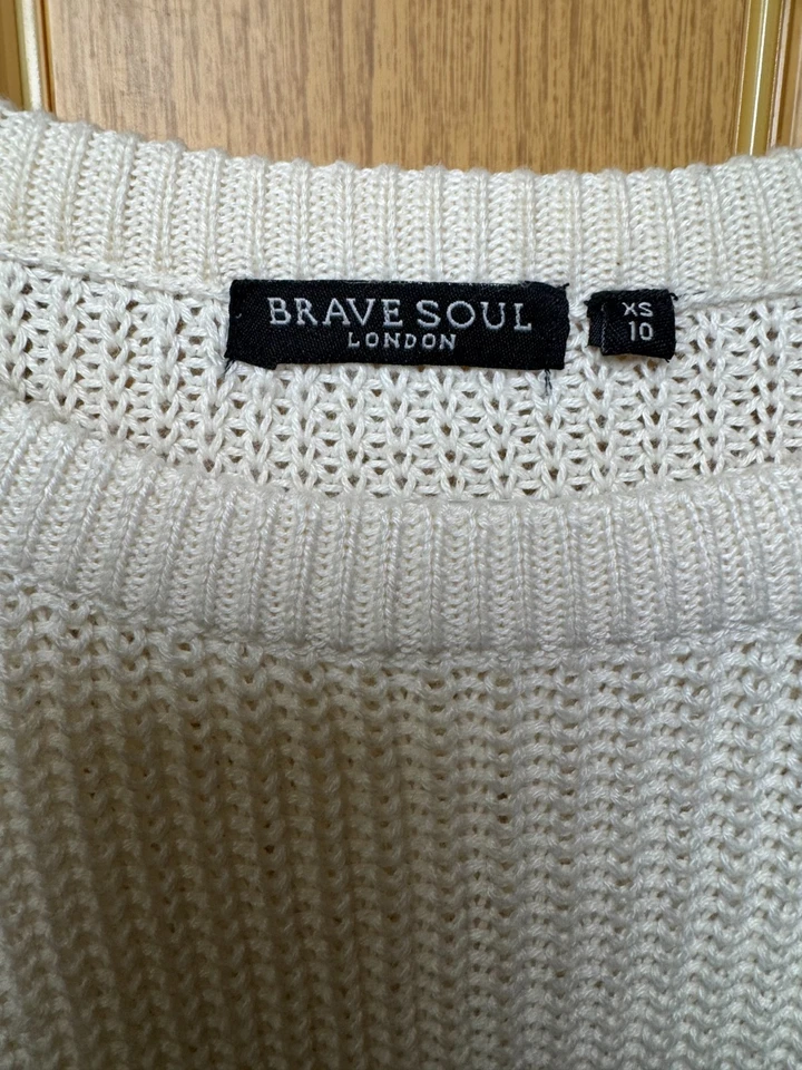 Brave Soul London Jersey Cuello Redondo Marfil Manga Larga Foto 4 de 4