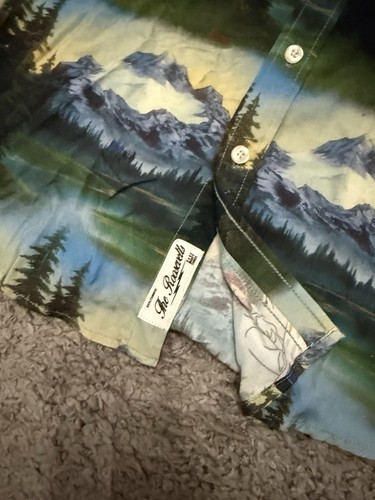 RSVLTS Bob Ross Happy Little Forest Men's Size Small Button Down Shirt Rayon - Picture 5 of 6