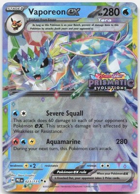 Vaporeon ex (Prismatic Evolutions Stamp) 023/131 Holo Misc Cards & Products NM