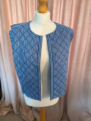 NWT Rae Feather reversible quilted cotton gilet blue white size large 14-16 - Image 1 of 4