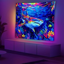 1pc Large Shark Tapestry - Underwater World Marine Life Wall Hanging Decor with