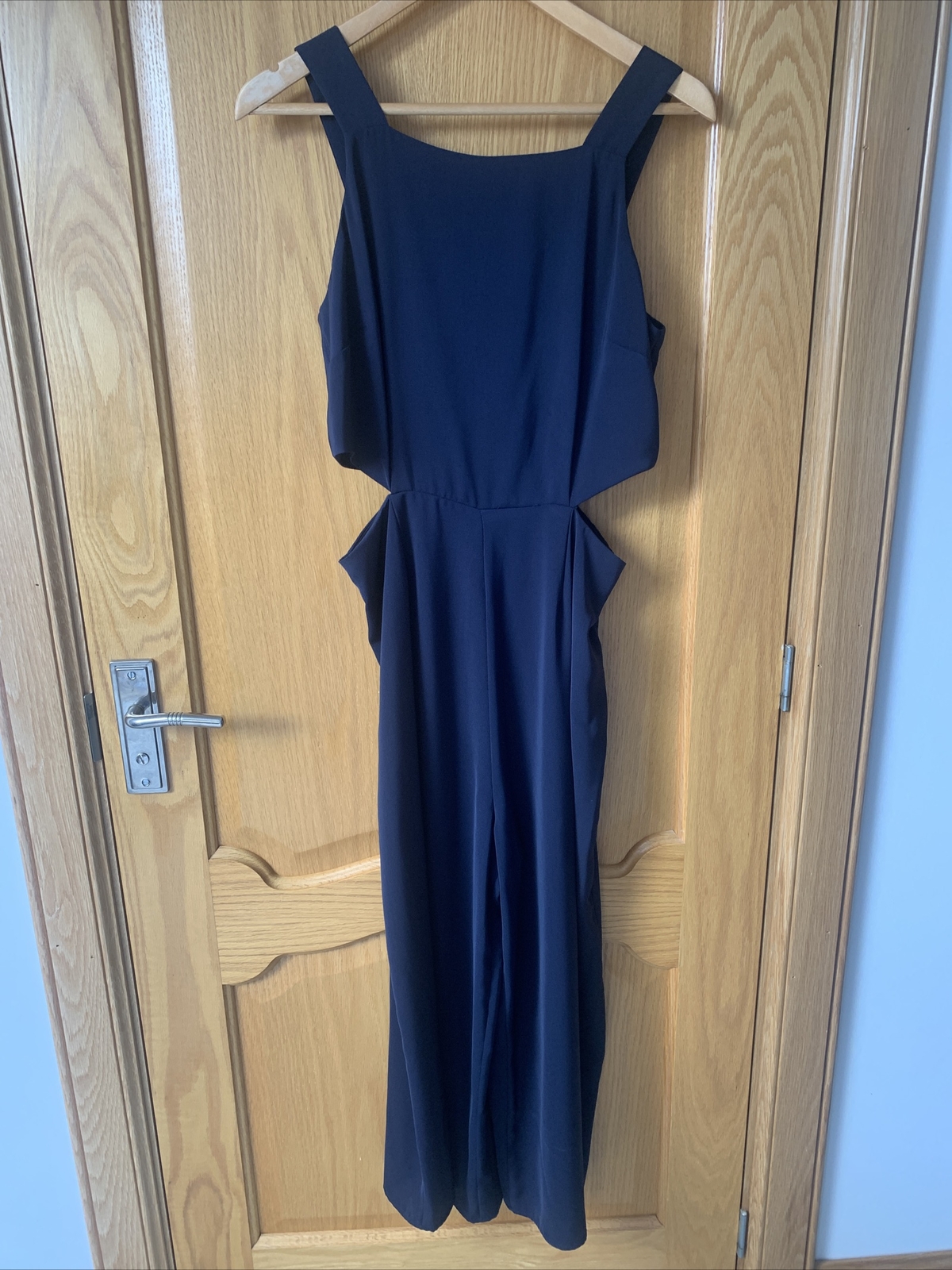 Warehouse Jumpsuit Ladies Navy Cut Out Detail 3/4 Tro… Gem