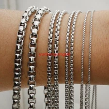 1/2/3/5MM Hot Silver Stainless Steel Men/Women'​s Rolo Box Link Necklace 18-40"