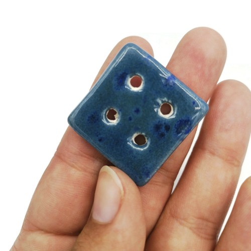 1Pc Large Sewing Button, Handmade Ceramic Speckled Blue Buttons For Coat, Blouse - Picture 9 of 10