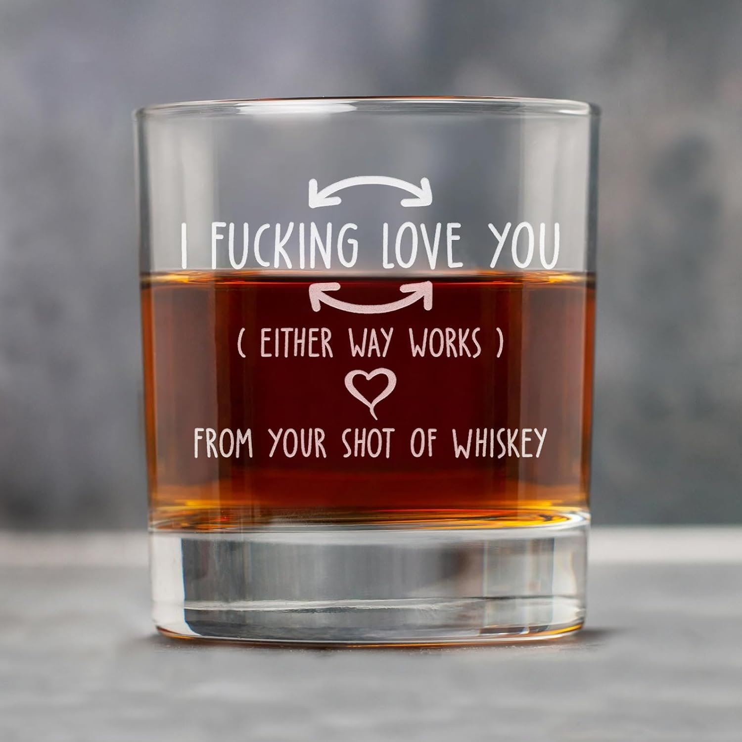 Funny I F-King Love You Whiskey Glass Gift for Husband Anniversary