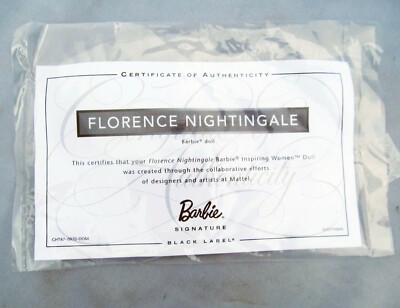 COA Certificate of Authenticity Barbie Doll Florence Nightingale Inspiring Women