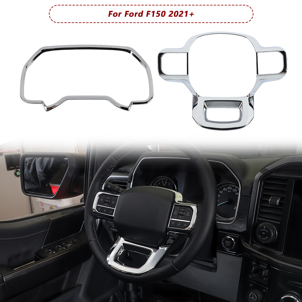 Steering Wheel & Dashboard Cover Trim Accessories For Ford F150 2021-2023 Chrome