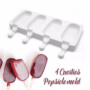 Silicone Frozen Ice Cream Mold Juice Popsicle Maker Ice Lolly Pop Mould 4 Cell 