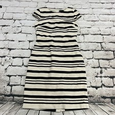 J Crew Women's Dress Stripe Cream Black Short Sleeve Sheath Size 6