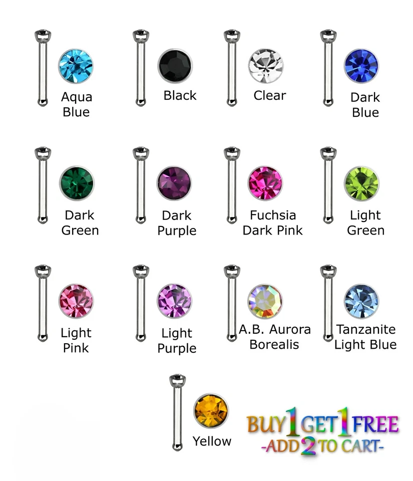 20G MIX NOSE BONE 316L Surgical Stainless CZ Gem Stud Ring Lip Ear Piercing 3077 - Image 3 of 4