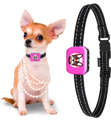 PINK Small Dog Bark Collar Rechargeable, Smallest Collar for Small