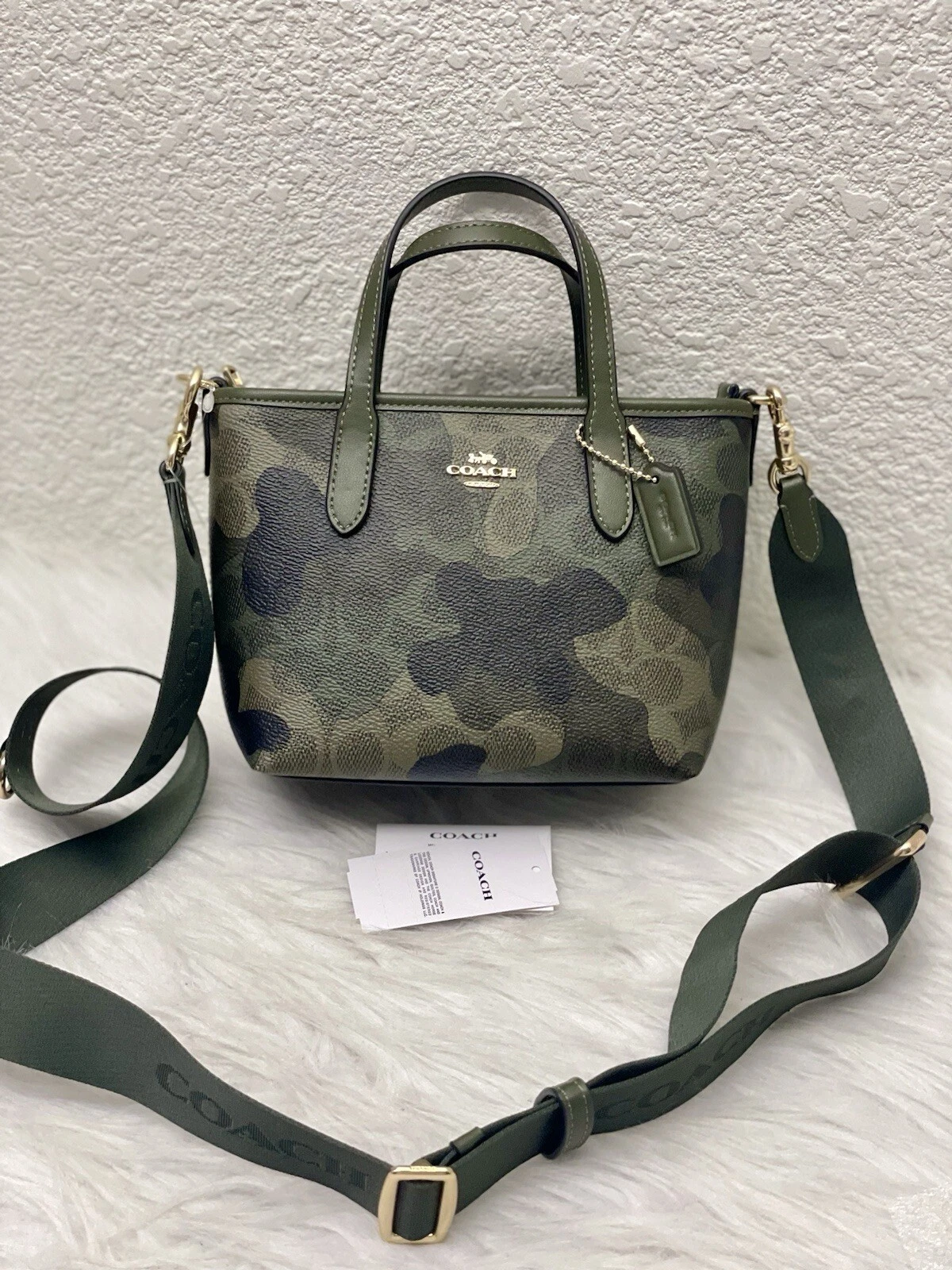 Mini borsa Coach City nuova con etichetta in mimetica firmata CW033