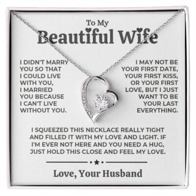 To My Wife Heart Necklace Anniversary Thoughtful Message Gift From Husband