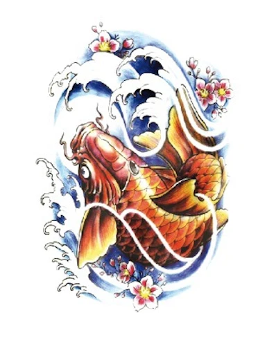 Carp Koi Fish Temporary Tattoo Waterproof Body Art party - Picture 30 of 35