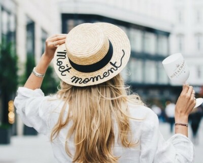 Moet & Chandon Straw Hat ''Moet Moment'' For Beach, Pool, Brunch and Picnic NEW