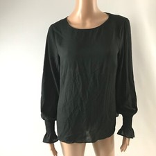 Banana Republic Women's Top Long Sleeve Blouse Size S Black Chiffon Shirt New