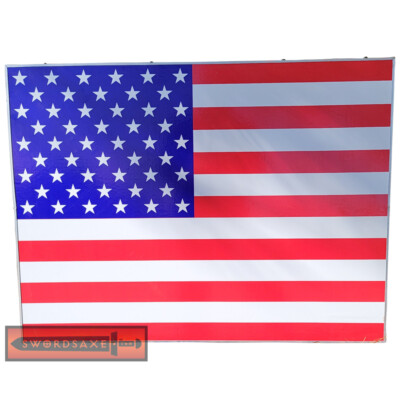 USA American Flag 32'' x 24'' Wooden Wall Display Aluminum Frame Star & Stripes