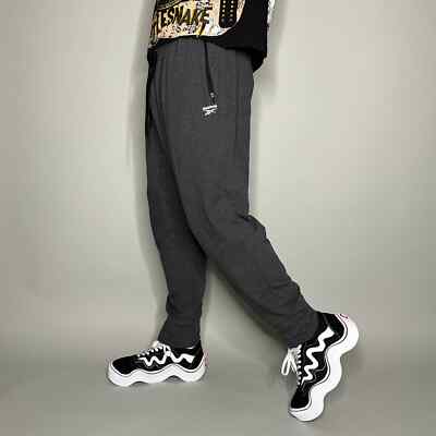 Reebok Joggers Mens XL Dark Grey Cotton Sweatpants Reflective