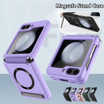 For Samsung Galaxy Z Flip5 Leather Hybrid MagSafe Magnetic Support Case Cover
