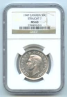 1947 Canada Silver Half Dollar, Straight 7 Variety, NGC MS63, Free Shipping
