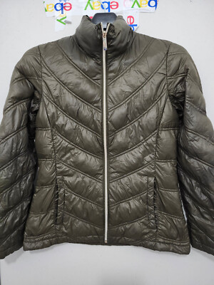 Calvin Klein Jacket Womens XS Olive Down Premium Packable Lightweight Quilted