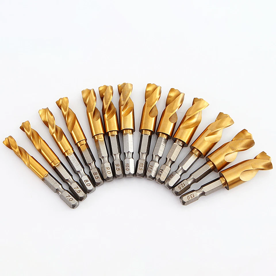 Bit-Bohrer Set Akkuschrauber HSS-Titan 1/4" Sechskantschaft Bitbohrer 1,5 - 13mm - Bild 4 von 4