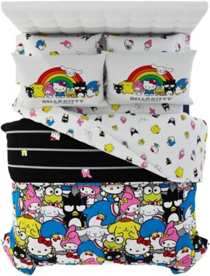 Charming Hello Kitty Friends 7-Piece Queen Bedding Vibrant