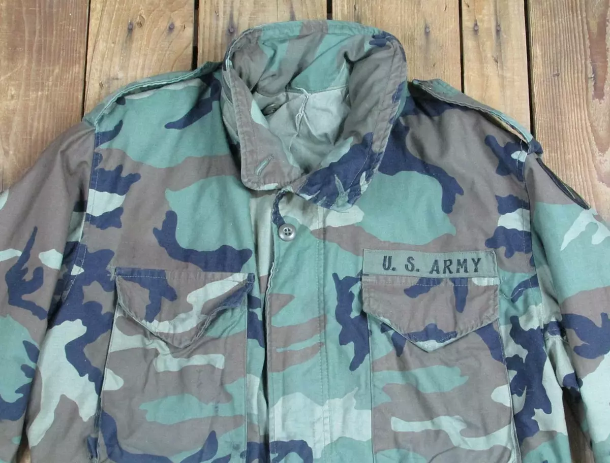 Vintage 1980s US Army M-65 Camouflage Field Jacket Military Cold Weather  Sz.Med