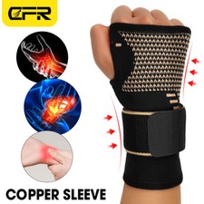 Copper Wrist Hands Support Brace Splints Carpal Tunnel Sprain Arthritis Strap US