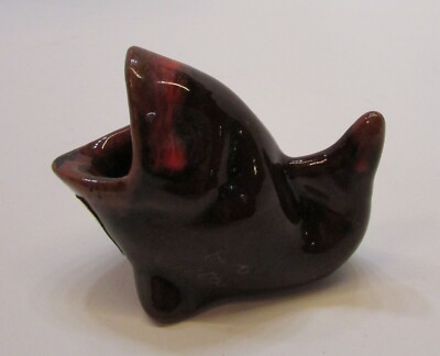Old McMaster Pottery Orange Brown Fish Personal Ashtray Alberta Canada FREE S/H