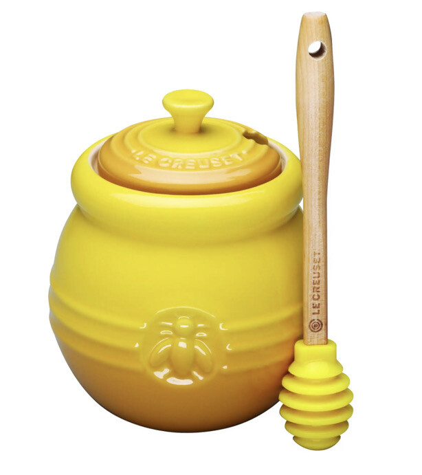 Le Creuset Stoneware Honey Pot with dipper -Dijon Yellow (New) | eBay