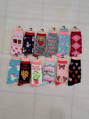 Novelty Socks VALUE PACK 12 Pair Multi-Color Ladies Shoe Size 4 - 10 New